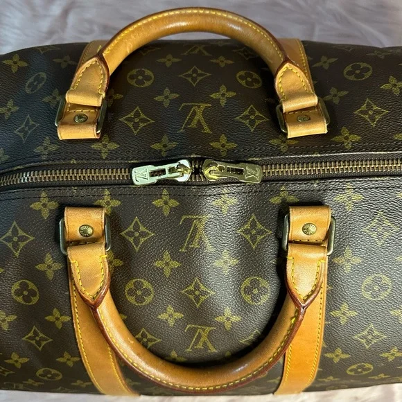 🟥 SOLD! Louis Vuitton Keepall 60 Bandouliere Monogram Duffle Bag Travel Luggage - Picture 7 of 17